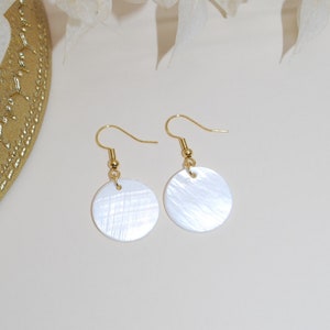 Mother of pearl and gold plated earrings for her image 2