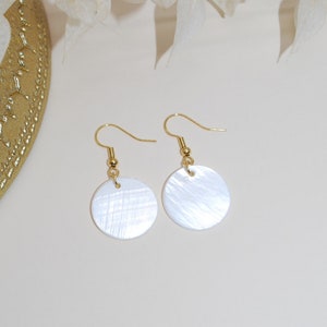 Mother of pearl and gold plated earrings for her image 4