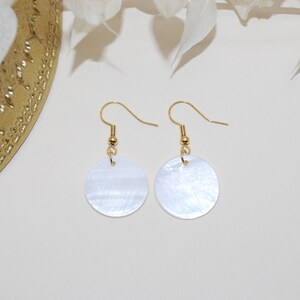 Mother of pearl and gold plated earrings for her image 5