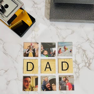 Juego de imanes personalizados con foto y letra – Collage de 3x3 (9 piezas hechas a mano)