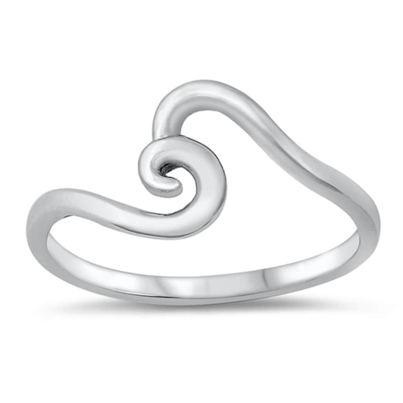 Handcrafted Silver Wave Ring Plain Silver Jewelry Plain Silver Ring Handmade Silver Wave Ring 925 Sterling Silver Swirl Wave Ring