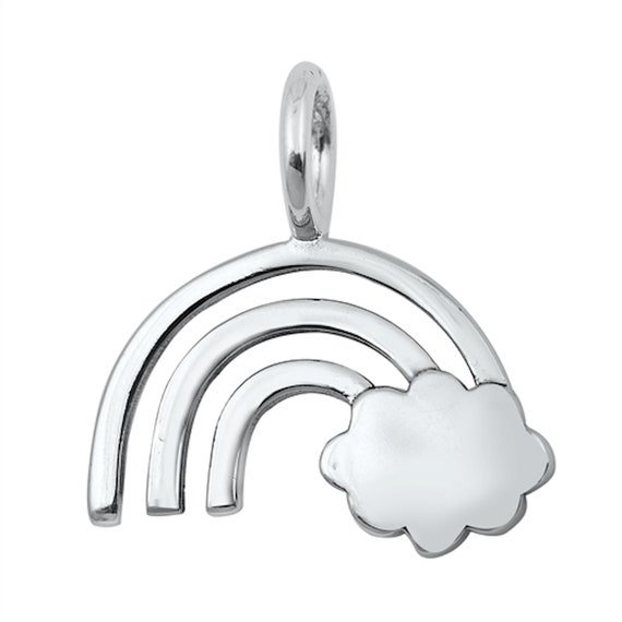 Handmade Ship Cloud Pendant Silver Plain Silver Pendant Charm Handcrafted Silver Cloud Pendant 925 Sterling Silver Rainbow Pendant