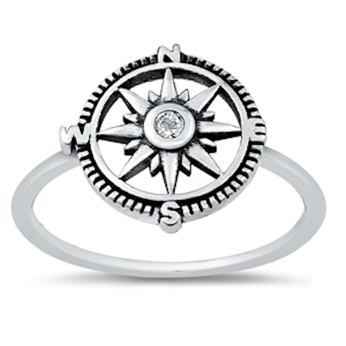 925 Sterling Silver Compass Ring Handcrafted Compass Ring Etsy