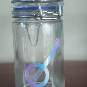 One Heady Stash Jar Classic Banjo Adhesive Vinyl Hand Designed and Applied