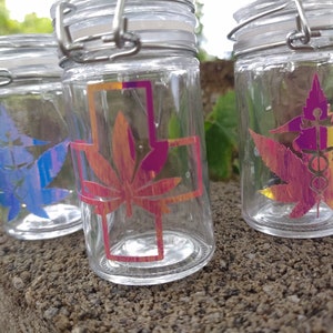 One Heady Stash Jar Marijuana Adhesive Vinyl Hand Designed and Applied