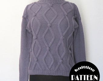 Patrón de suéter de punto de cable de alpaca: Suéter arlequín (archivo PDF)