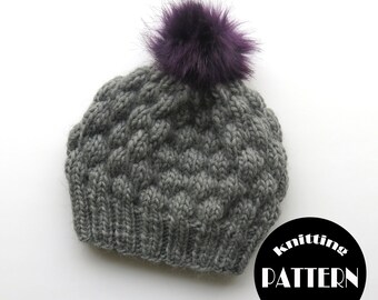 Patrón de tejido de gorro con punto de burbuja: gorro acolchado (archivo PDF)