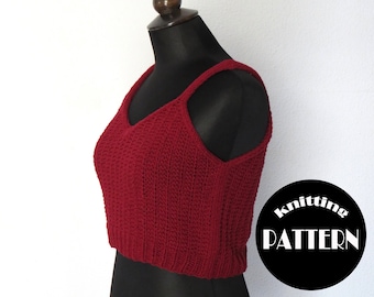 Patrón de top corto de punto Anemona: Camiseta sin mangas (archivo PDF)