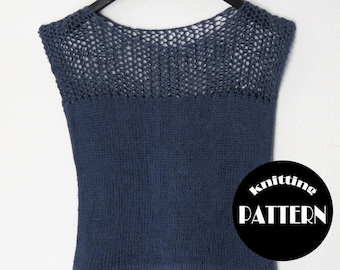 Patrón de tejido de chaleco de malla, top de lino y algodón de verano (tallas XS-4X) (archivo PDF)