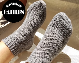 Patrón de tejido de calcetines con punto semilla y puntera hacia arriba: Calcetines Kera (archivo PDF)