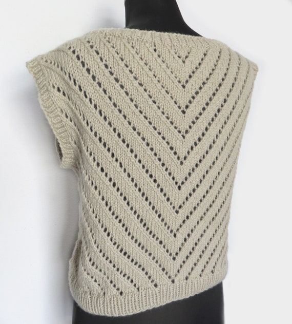 Knitted Vest Pattern: V-neck Geometric Lace Slipover (PDF Pattern