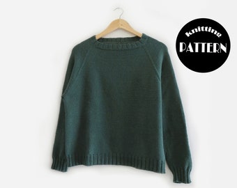 Knitting pattern (PDF File) //Raglan in the round sweater //Top down, no-sew cotton merino knit pattern // Margerita XS-4X//Instant Download