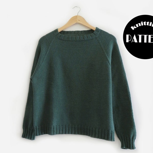 Knitting pattern (PDF File) //Raglan in the round sweater //Top down, no-sew cotton merino knit pattern // Margerita XS-4X//Instant Download