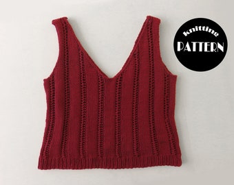 Knitting pattern (PDF File) //V neck summer knit top //Bottom up, ribbed lace pattern // Kalokairi XS-4X//Instant Download