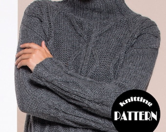 Patrón de vestido de punto trenzado grueso: suéter de mezcla de alpaca (patrón PDF)