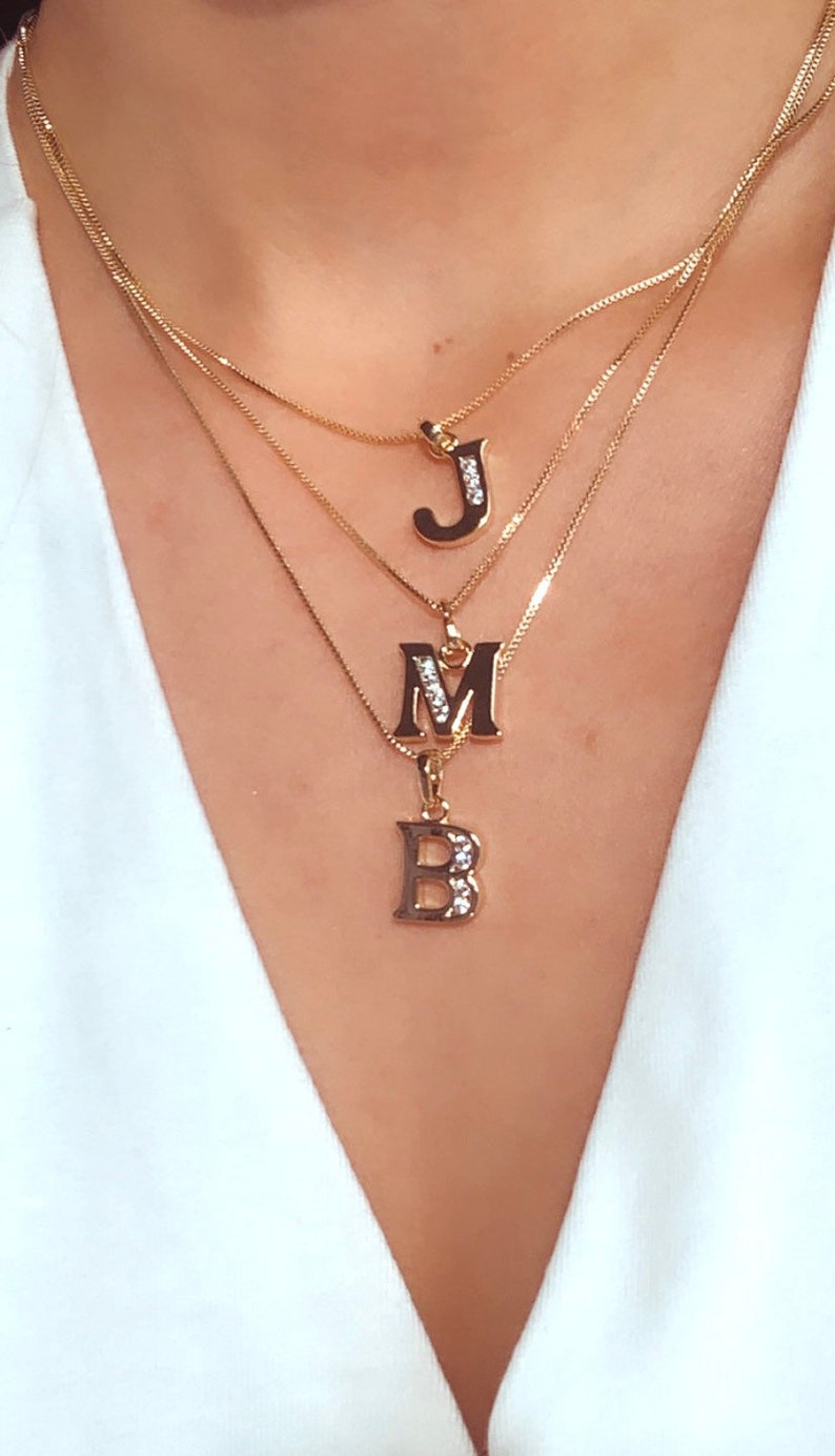 Gold Filled Initial Necklaces Initial Necklaces CZ Initial Necklaces Gift for Her,Personalized Necklace for Her,Gift for Wife,Initials