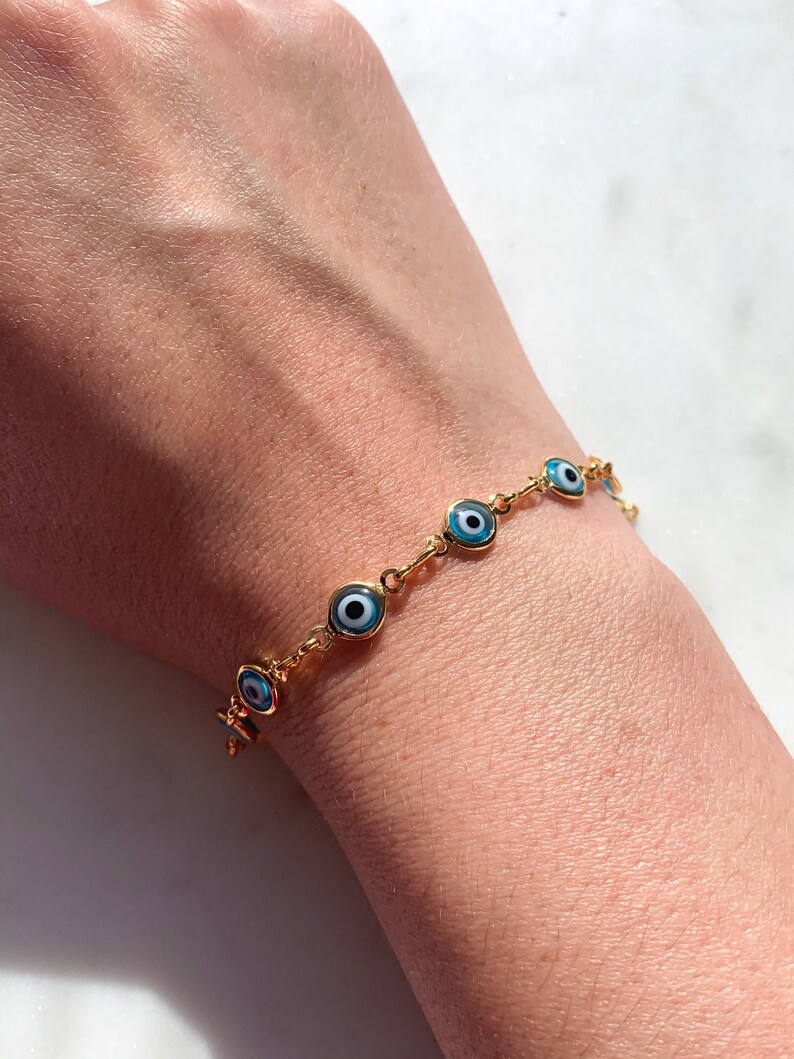 Evil eye bracelet/ 18k gold filled evil eye bracelet/ gold Etsy