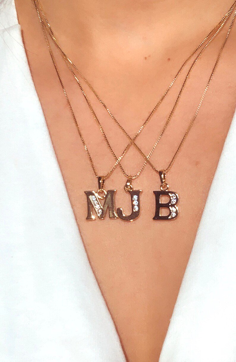 Gold Filled Initial Necklaces Initial Necklaces CZ Initial Necklaces Gift for Her,Personalized Necklace for Her,Gift for Wife,Initials