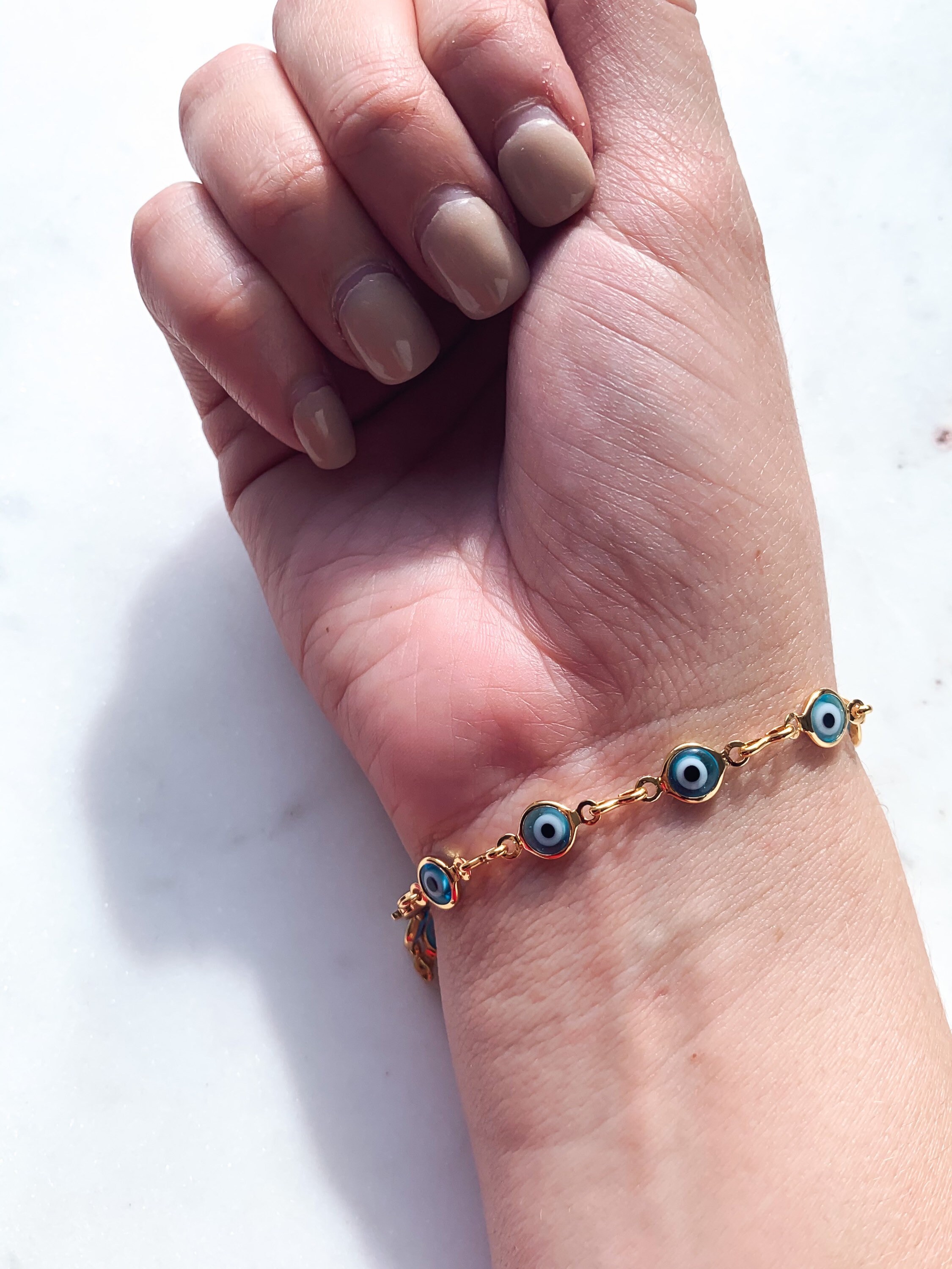 Greek Evil Eye Bracelet Dainty Evil Eye Braceletevil Eye Etsy