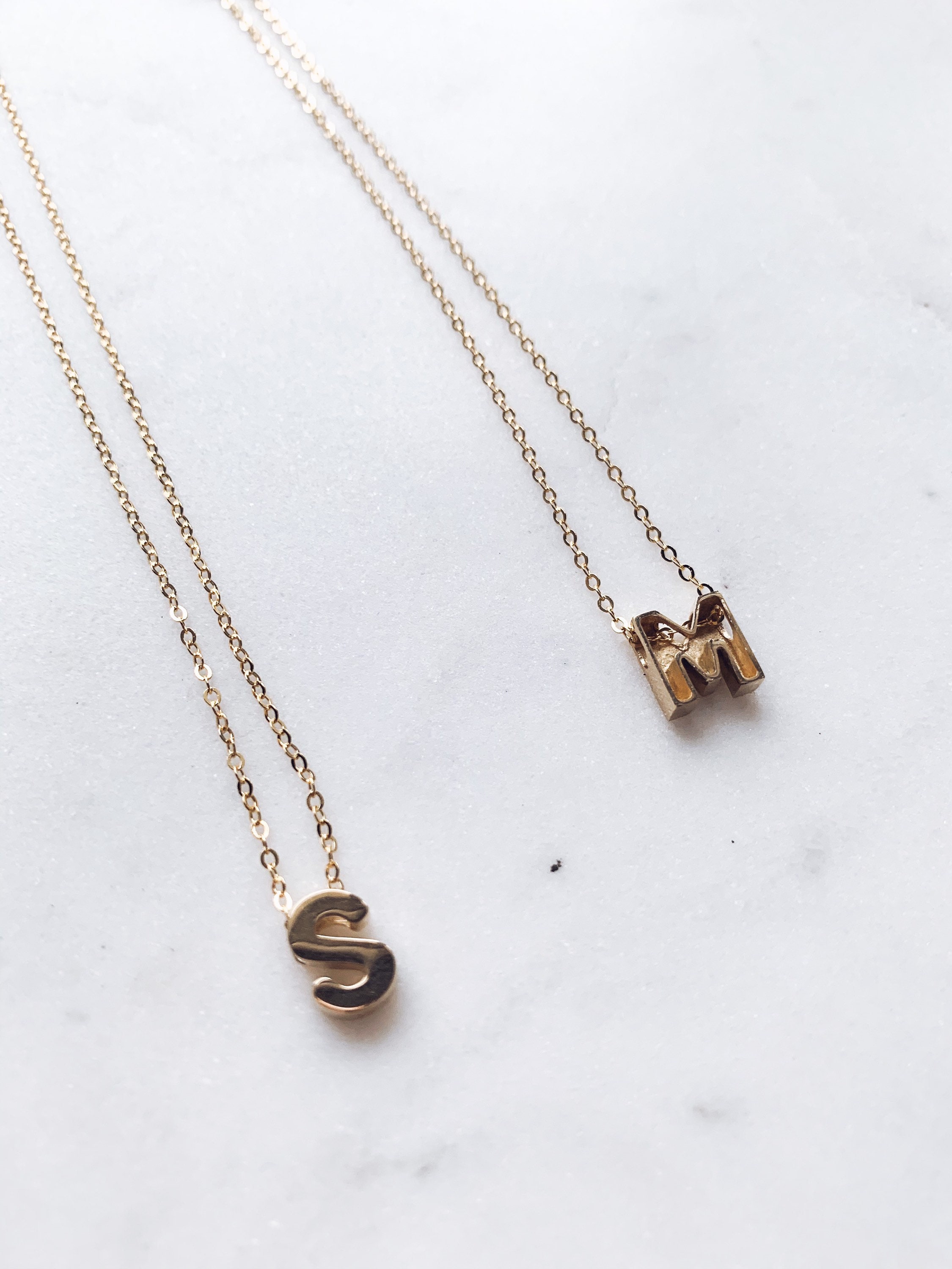14kt Yellow Gold Initial Necklaces Gold Initial Necklaces Etsy