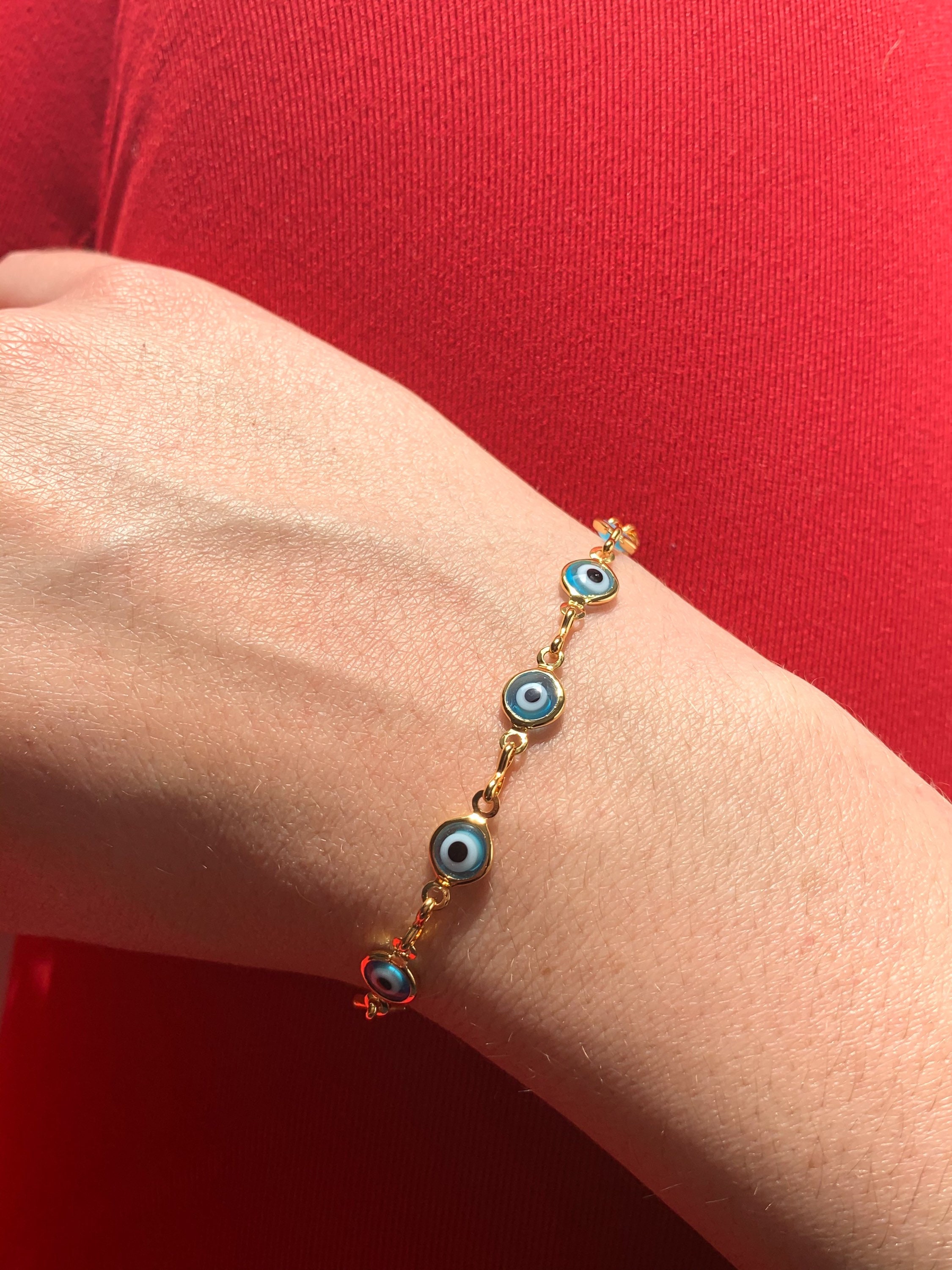 Greek Evil Eye Bracelet Dainty Evil Eye Braceletevil Eye Etsy