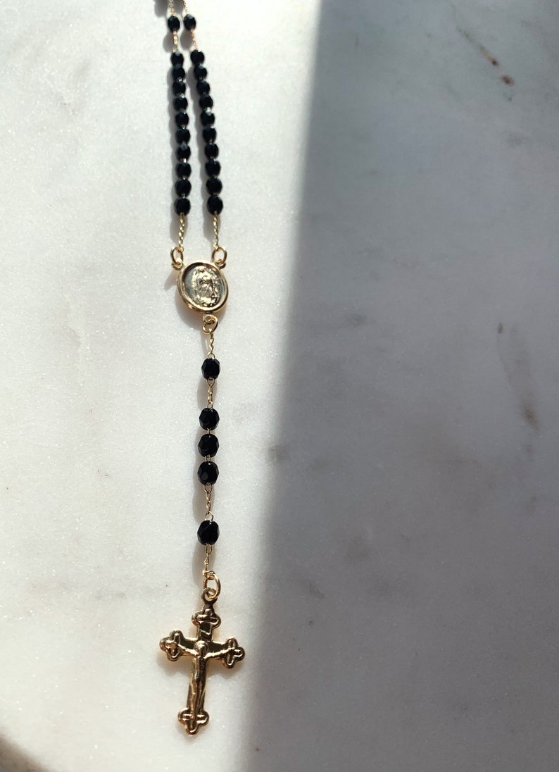 Rosary Necklaceblack Rosaryrosary Necklace for Womengothic Etsy