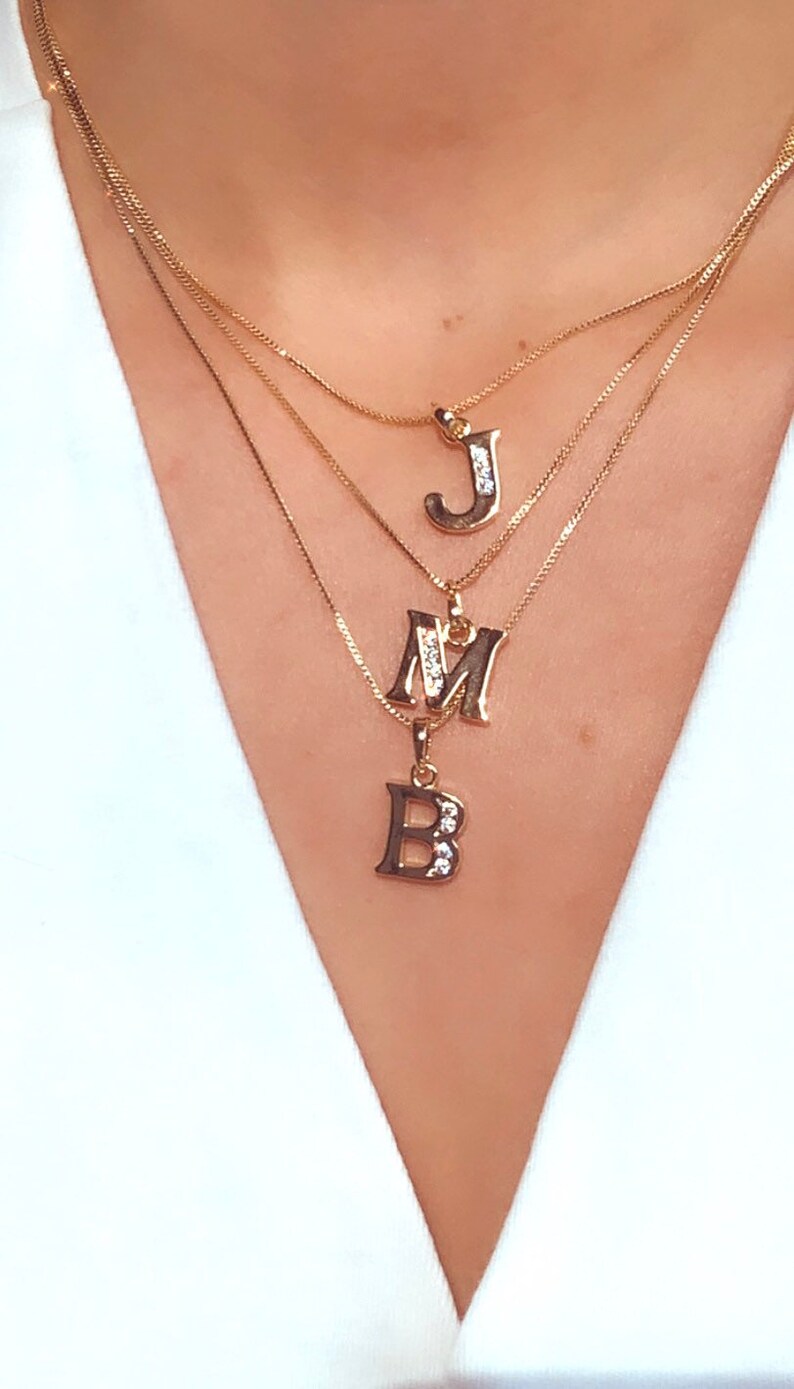 Gold Filled Initial Necklaces Initial Necklaces CZ Initial Necklaces Gift for Her,Personalized Necklace for Her,Gift for Wife,Initials