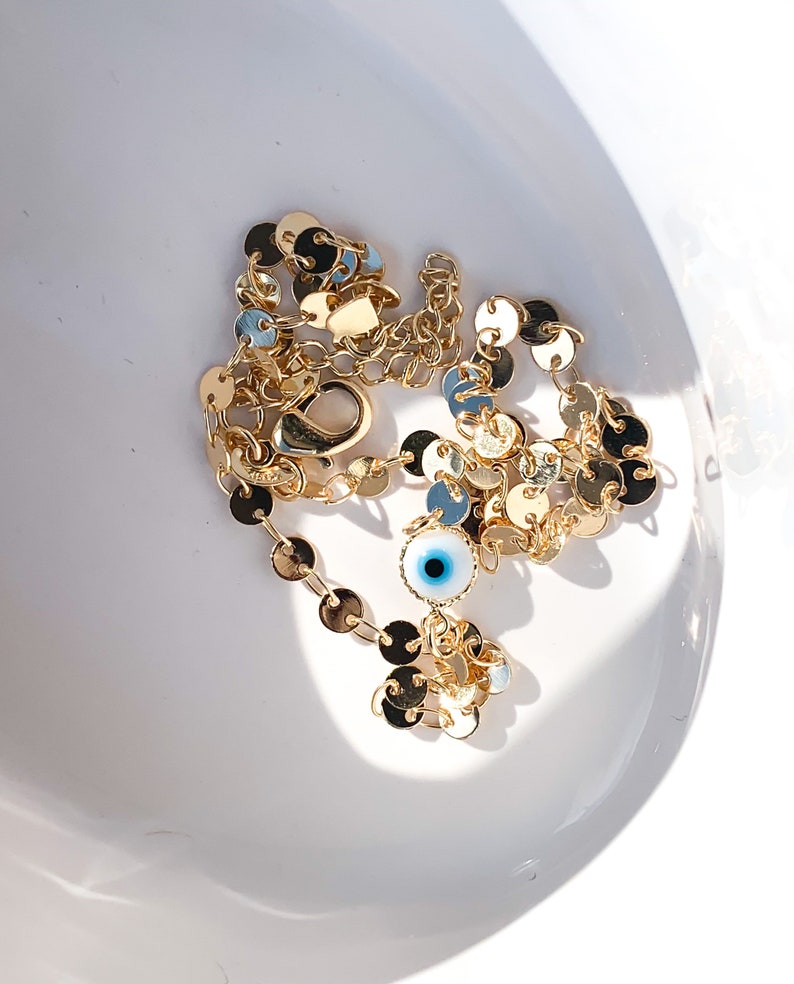Evil Eye Choker,Handmade Evil Eye Choker,Greek Evil Eye Choker,18kt Gold Filled Necklace,Delicate Choker,All Seeing Eye Delicate Choker