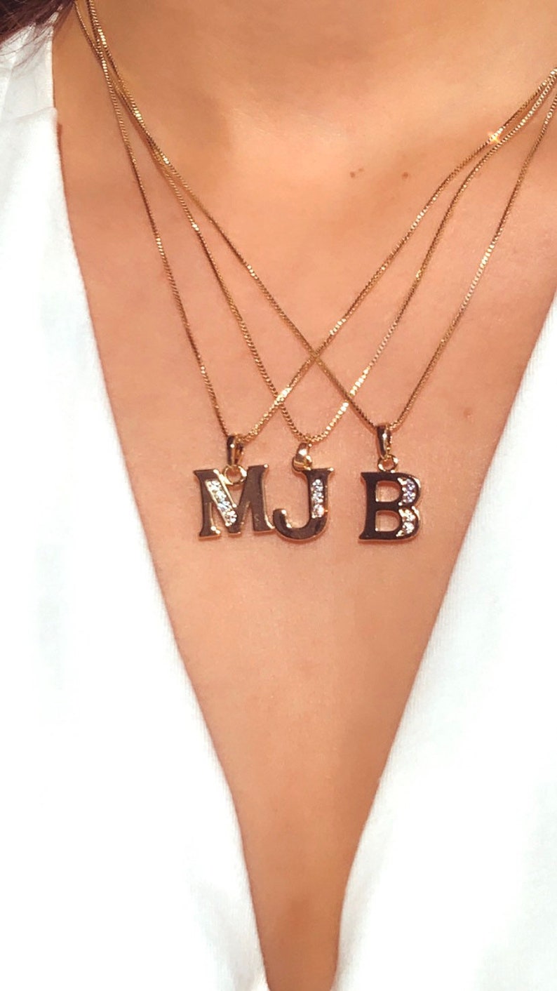 Gold Filled Initial Necklaces Initial Necklaces CZ Initial Necklaces Gift for Her,Personalized Necklace for Her,Gift for Wife,Initials