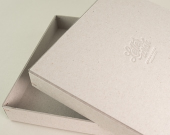 individually embossed photo boxes, gift box, box, 23 x 16.5 x 2.5 cm (DIN C5), 2 mm gray cardboard