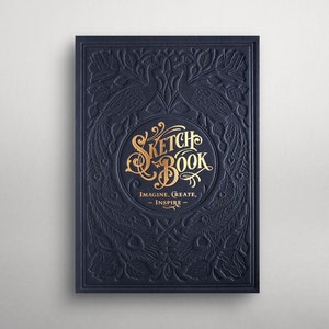 Letterpress Sketchbook handgebunden Dark Blue Bild 1