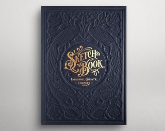 Letterpress Sketchbook handgebunden - Dark Blue