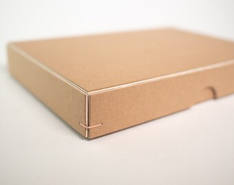 Photo box, gift box, box, photo box 19 x 13 x 2.5 cm, kraft paper with white core