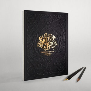 Letterpress Sketchbook hand-bound Black