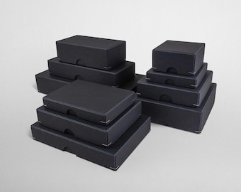 Black BOXES | various sizes | box with slip lid | gift packaging | photo box | handmade | wire binding