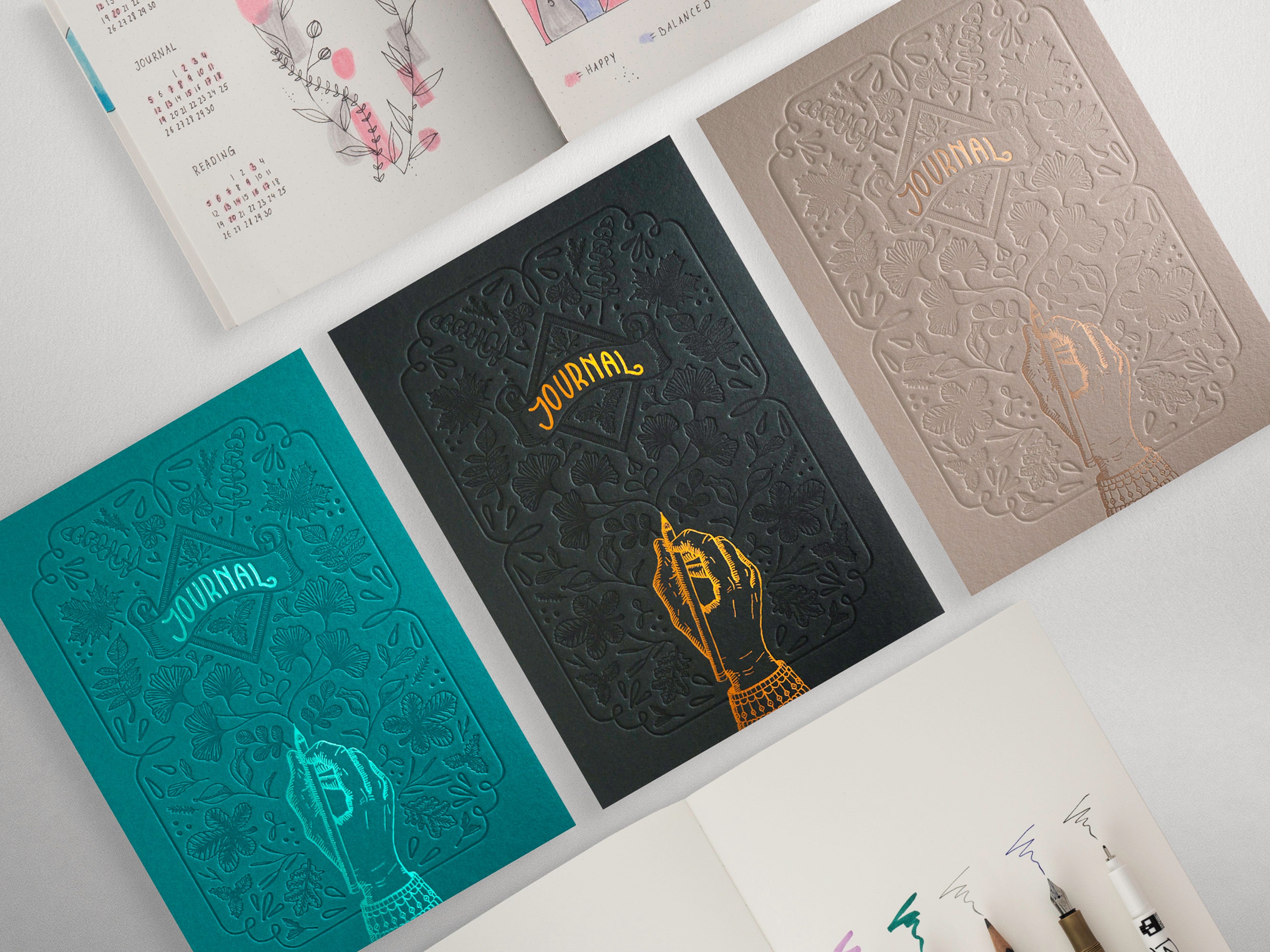 Letterpress Bullet Journal a mano - Etsy España