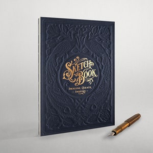 Letterpress Sketchbook hand-bound Dark Blue