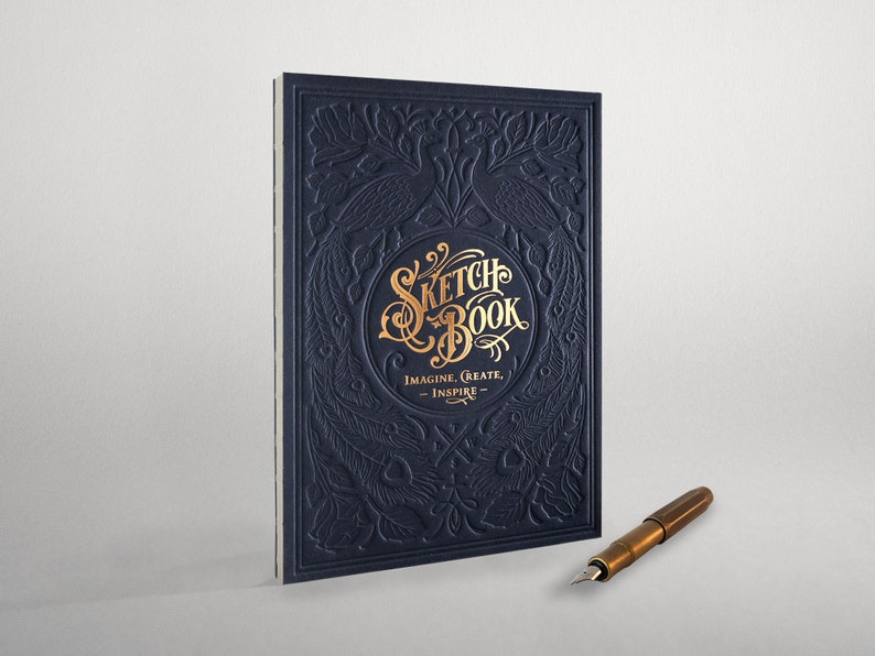 Letterpress Sketchbook hand-bound Dark Blue