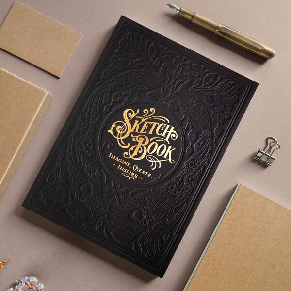 Notebook | Sketchbook | Sketchbook | Letterpress | Handbound - Black