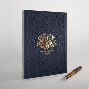 Letterpress Sketchbook hand-bound Dark Blue image 2