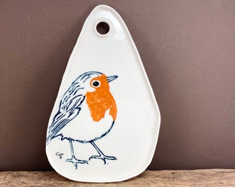 Ceramic cheese plate with robin - THINK BIG! series