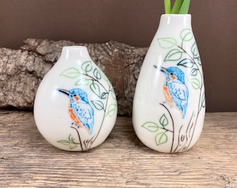 Porcelain vase with kingfisher