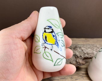 Porcelain blue tit vase