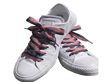 USA American Flag Stars and Stripe Ribbon Shoelaces Shoestrings  85cm/33 120cm/47 For Kids And Adults sneakers Pumps Trainers and More!