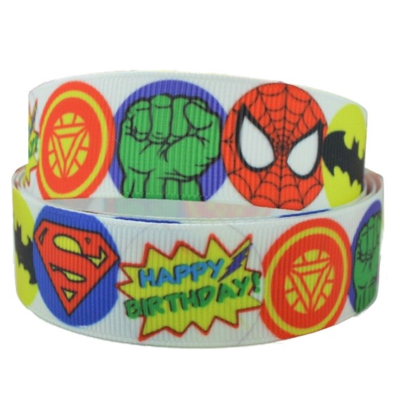 Joyeux Anniversaire Marvel Logo Super Heros 2m X 22mm Ruban Etsy