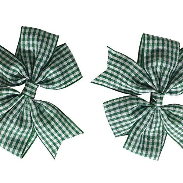 Green Gingham Check School Hair Bows Clips For back to school BTS Summer Dress