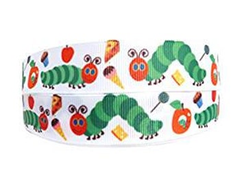 Hungry Caterpillar 2m x 22mm grosgrain ribbon for Kids birthday cakes, birthday parties, party bags, gift wrap, arts and crafts, book ,cards