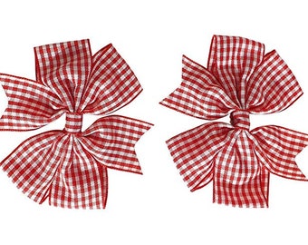 Red Gingham Check School Hair Bows Clips For back to school BTS Summer Dress