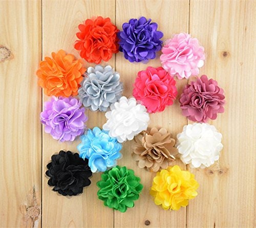 3 X Coloured Chiffon Satin Ruffle Ribbon Flowers Wedding - Etsy UK