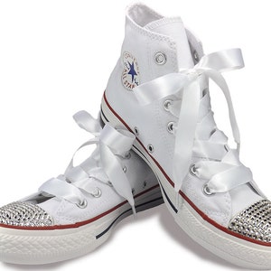 White Satin Ribbon Shoelaces In For Wedding Customised Converse Trainers Dr Martins!